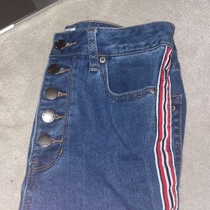 Striped high waisted jeans